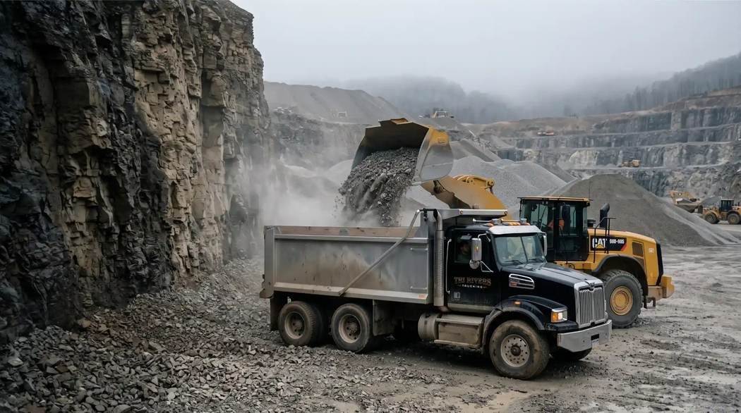 Loading gravel at a quarry