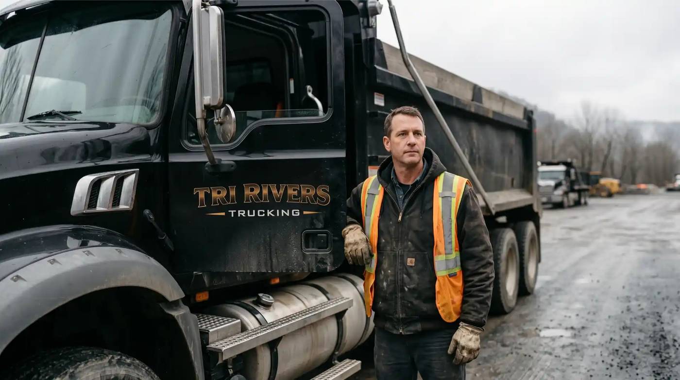 A Tri-Rivers driver beside his truck